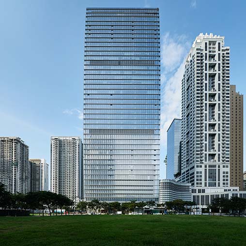 A few tall buildings.