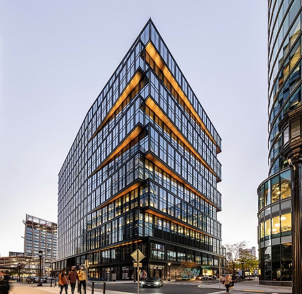 Evening exterior shot of 111 Harbor Way