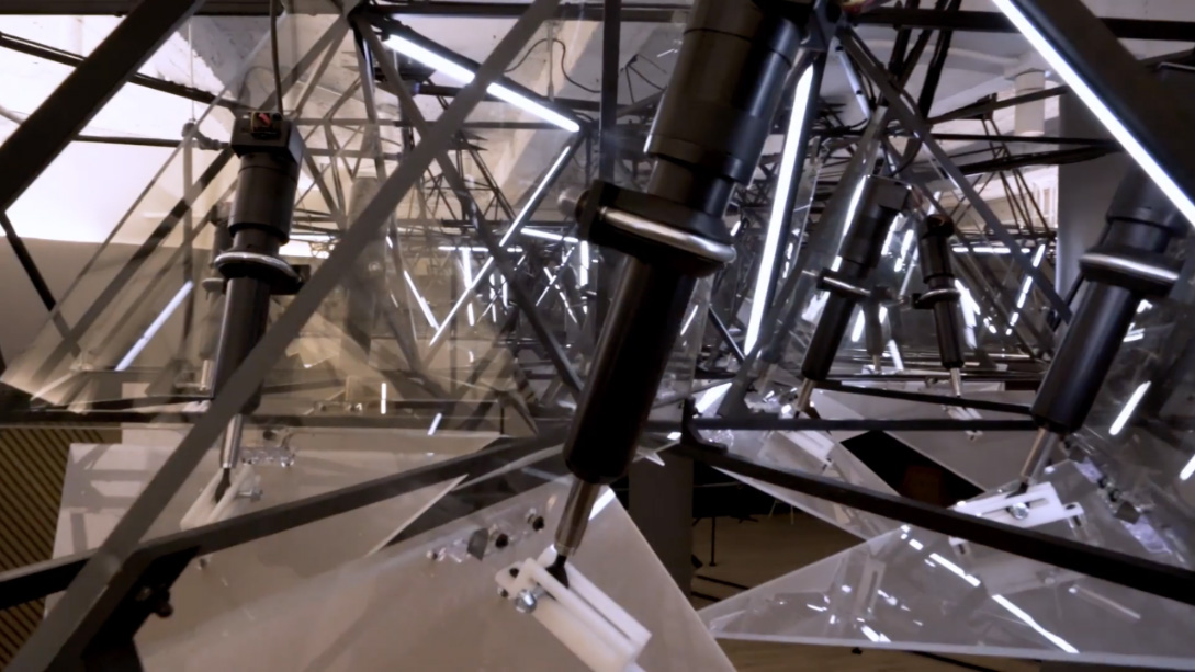 A close-up of a metal structure.