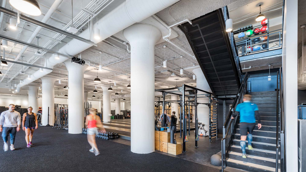People walking in a building.