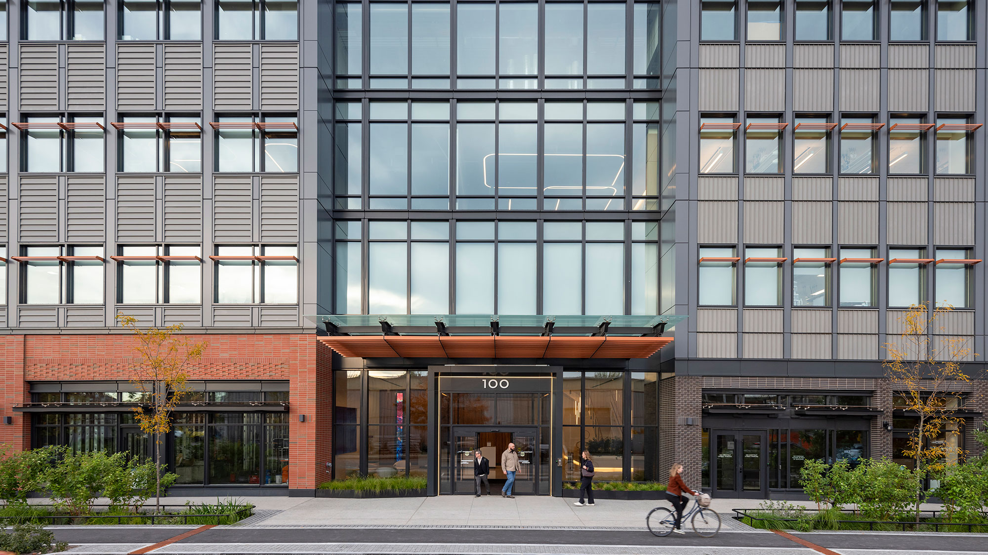 A building with glass windows.