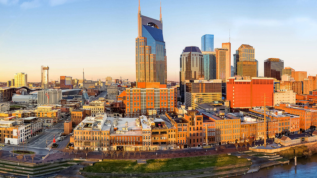 A city with many buildings.