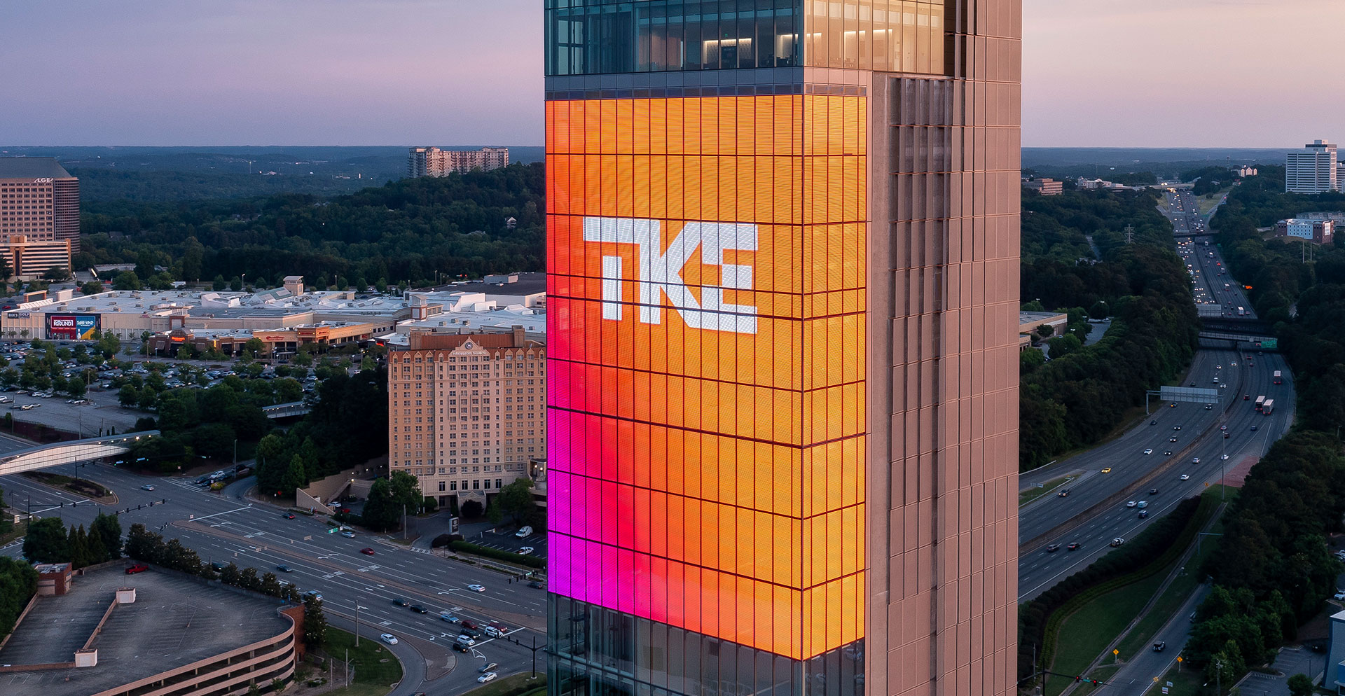 A tall building with many windows.