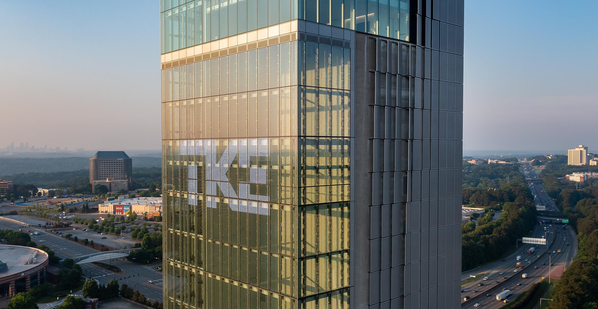 A building with glass walls.