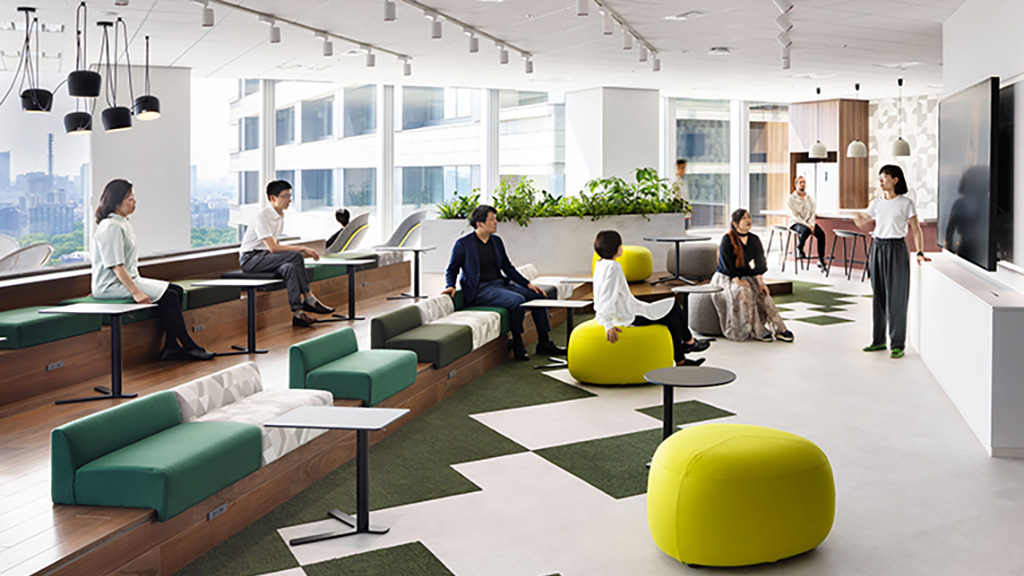 A group of people in a room.