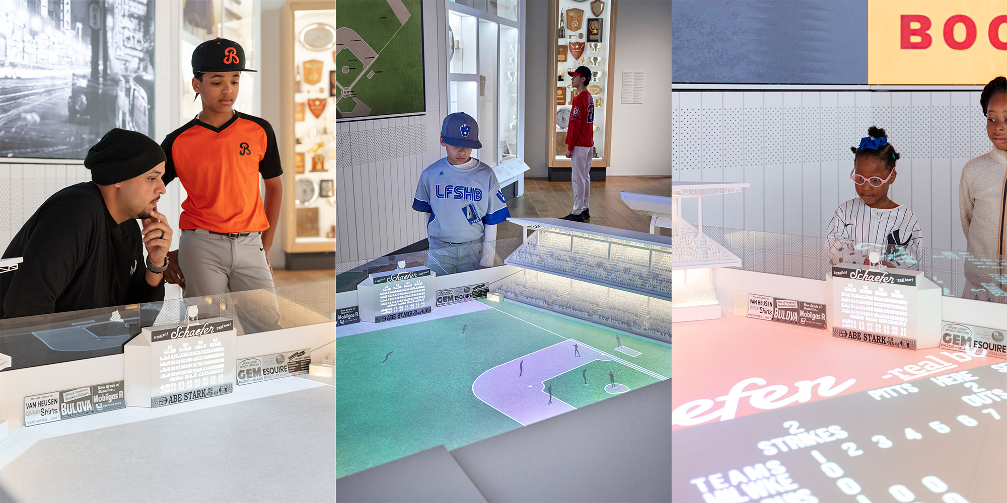 Collage of 3 Jackie Robinson Museum displays