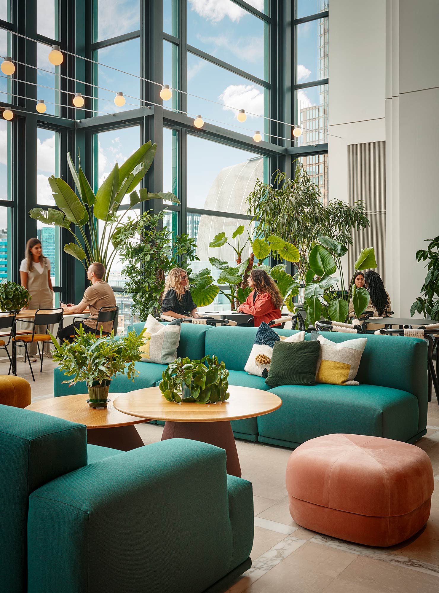 McCann Worldgroup headquarters communal lounge with biophilia
