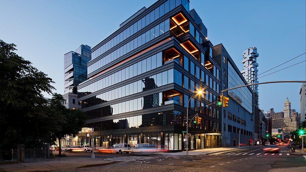 15 Laight Street exterior shot at dusk