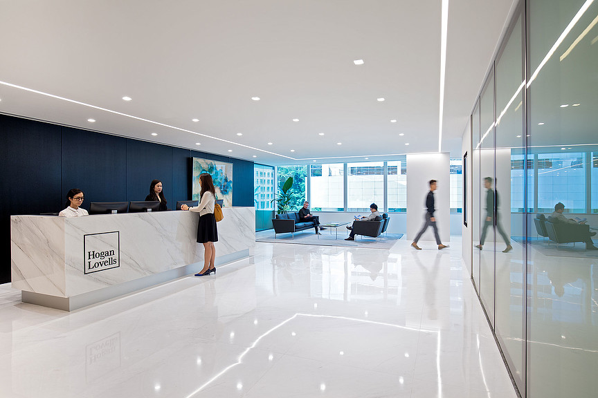 A group of people in an office.