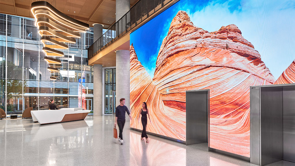 Marriott International Global Headquarters lobby with digital installation