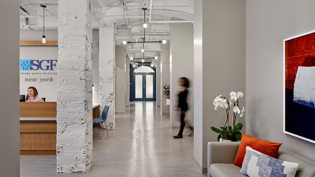 Shady Grove Fertility Brooklyn reception area.