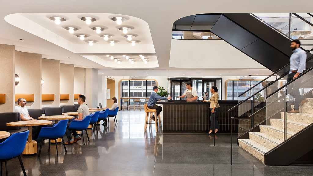 A cafe area at United Airlines lounge