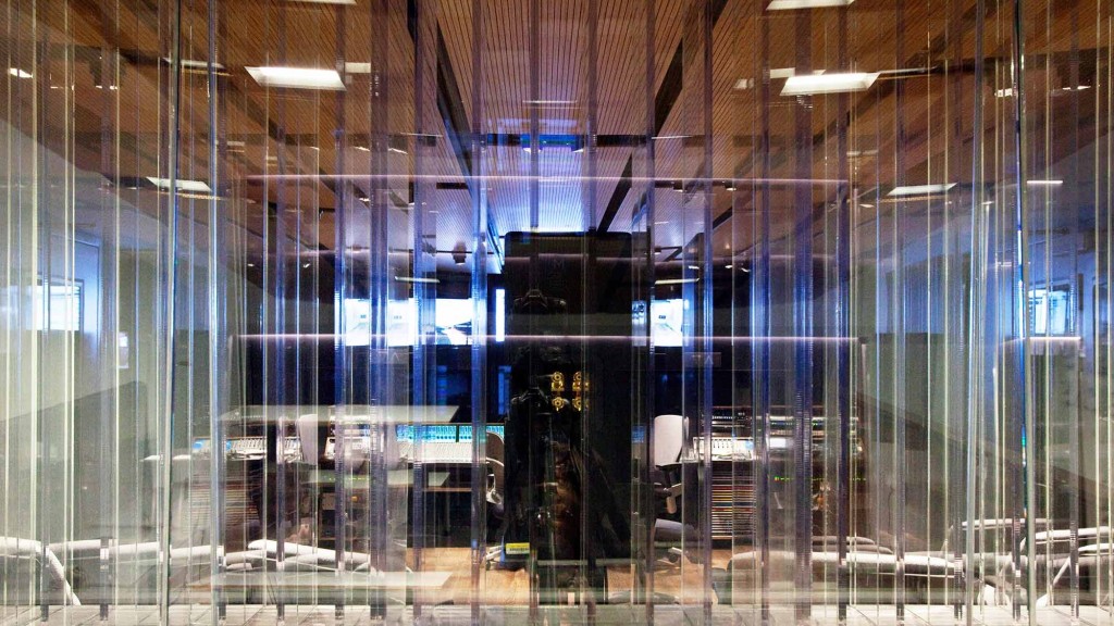 A building with glass walls.