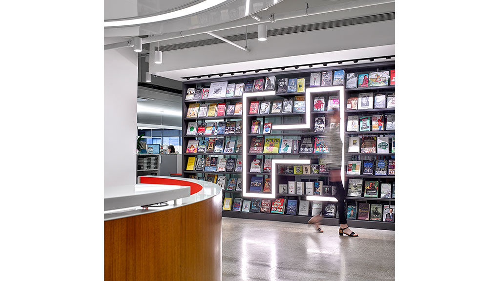 A store with shelves of books.